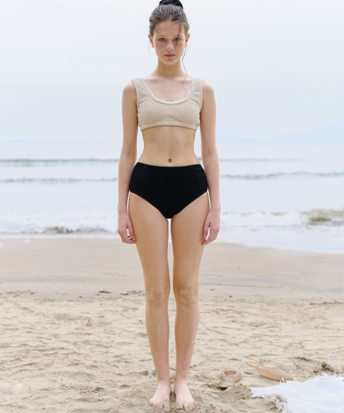 Crinkle lace bikini(beige)