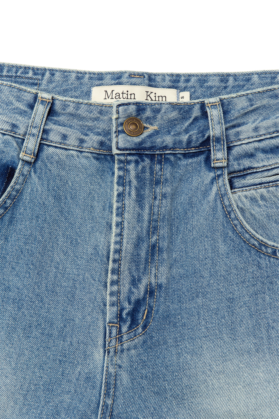 デニム・ジーパン [MATINKIM]pocket washed point denim pants in light blue POCKET WASHED POINT DENIM PANTS IN LIGHT BLUE – Matin Kim