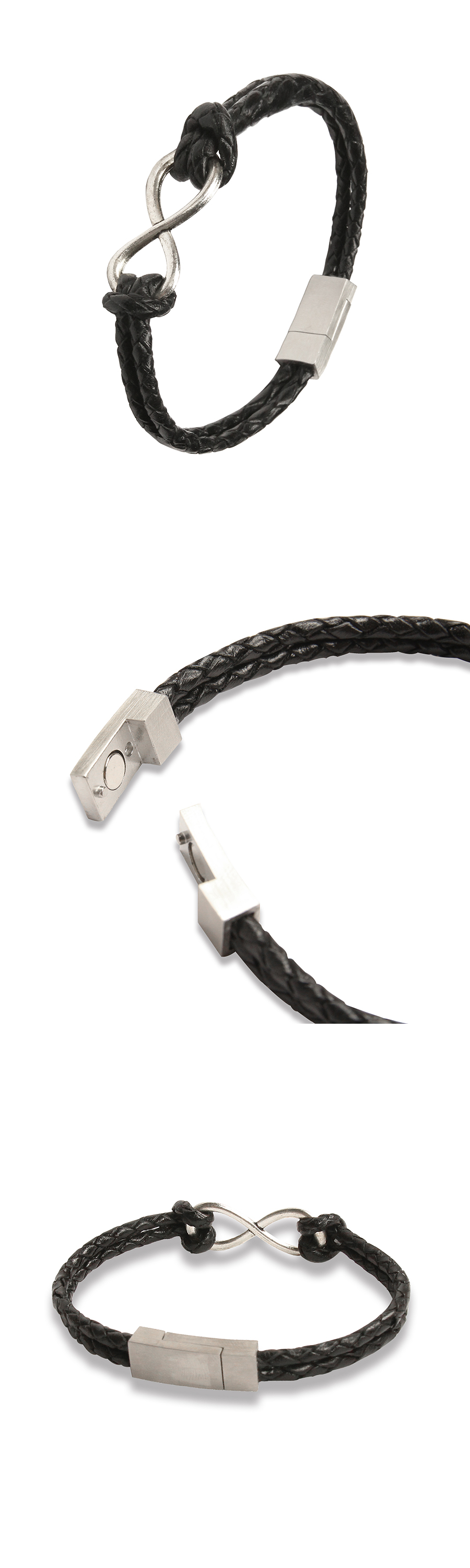 ●DOFFJASON● Kingk Rope Leather Bracelet MOSS DJ24SSEBR007G MUSINSA | DOFFJASON Kink rope leather bracelet BLACK