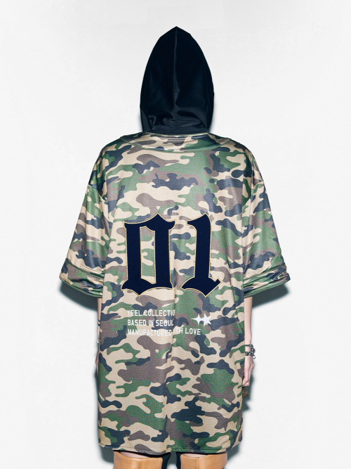 APPLIQUE MESH BASEBALL JACKET CAMO