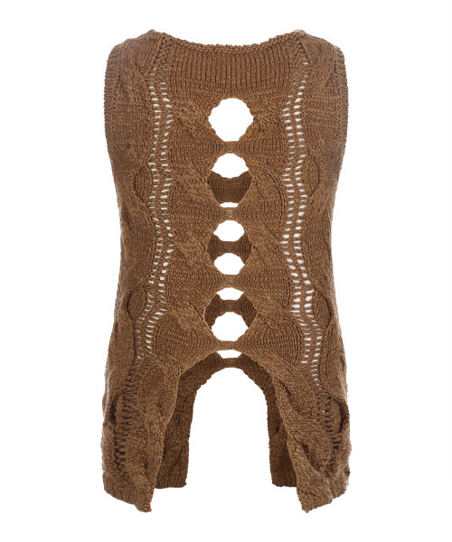 V NECK STITCH KNIT VEST трикотаж майка BROWN BR2KV002
