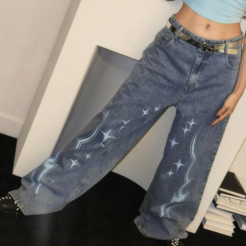 Джинсы с принтом TWINKLE WIDE DENIM PANTS BLUE BR2DP003