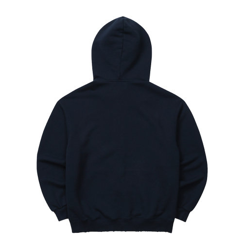 Sound Wave Artwork Damage Washing Hoodie Zip-up Navy