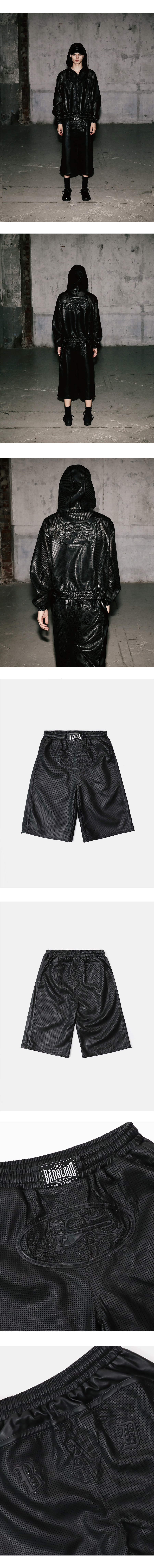 ★BADBLOOD★ Perforated leather long bermuda pants black w-s MUSINSA | BADBLOOD Perforated Leather Long Bermuda Pants - Black