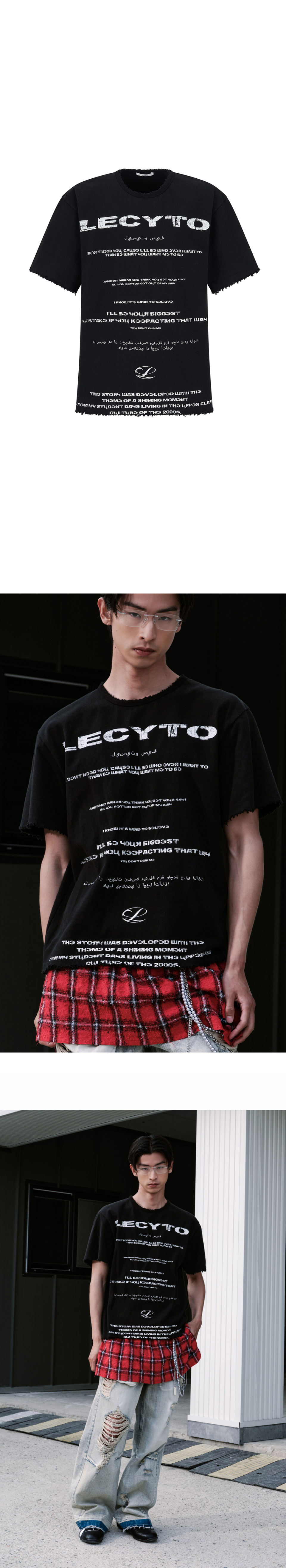 ★LECYTO★ Destroyed Oversized Logo TShirtBlack 레씨토(LECYTO) Destroyed Oversized Logo T-Shirt_[Black