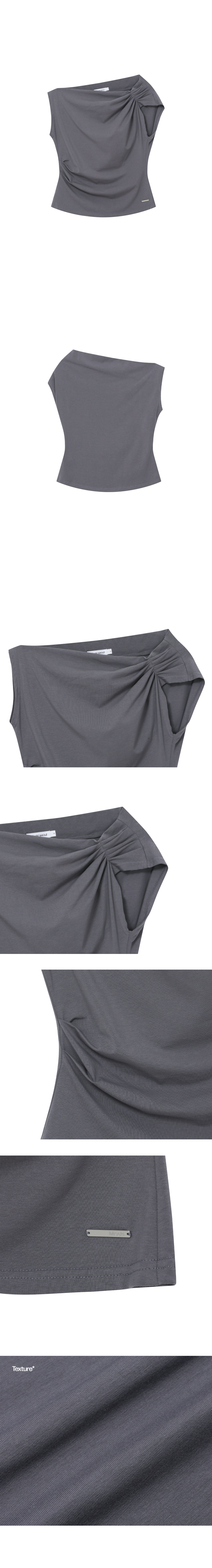◆MISEKI SEOUL◆ Slanted sleeveless top DARK GREY MSK252SL07 Slanted sleeveless top BLACK - Miseki seoul | 60% - Asian