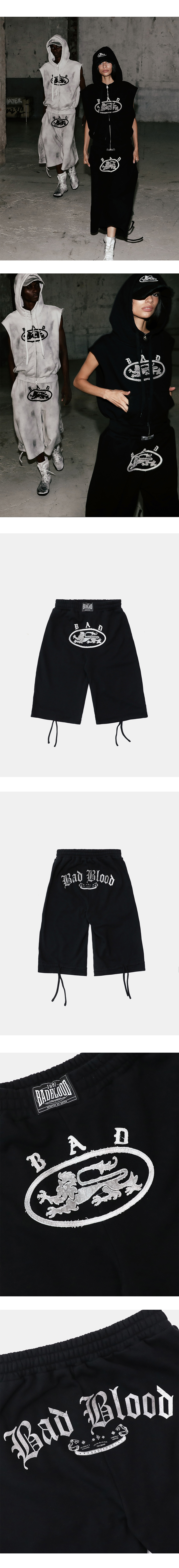 ★BADBLOOD★ Mystic Patch Bermuda Pants Washed White w-srt25 MUSINSA | BADBLOOD Mystic Patch Bermuda Pants - Washed Black