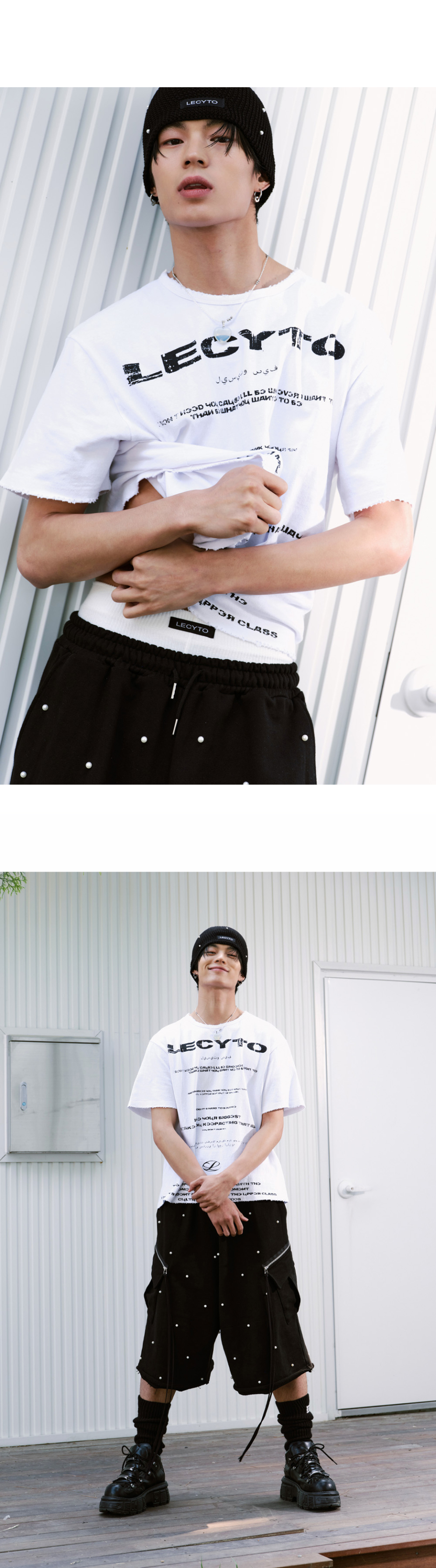 ★LECYTO★ Pearl Waffle Logo BeanieGray MUSINSA | LECYTO Pearl Waffle Logo Beanie_[Black]