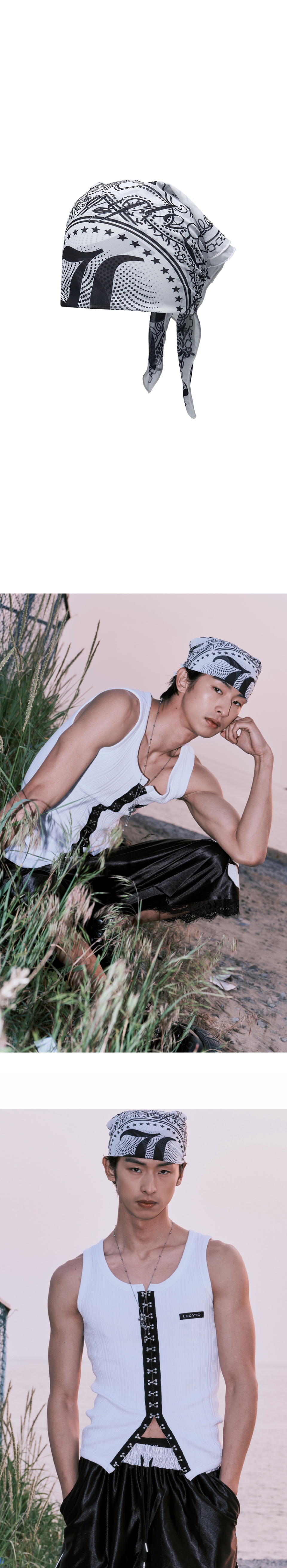 MUSINSA | LECYTO L Logo Chiffon Scarf_[White]