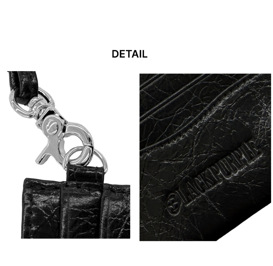 ●BLACKPURPLE● 本革 Tyson Eylet Rope Card Wallet / Unisex MUSINSA | BLACK PURPLE Tyson Eylet Rope Card Wallet