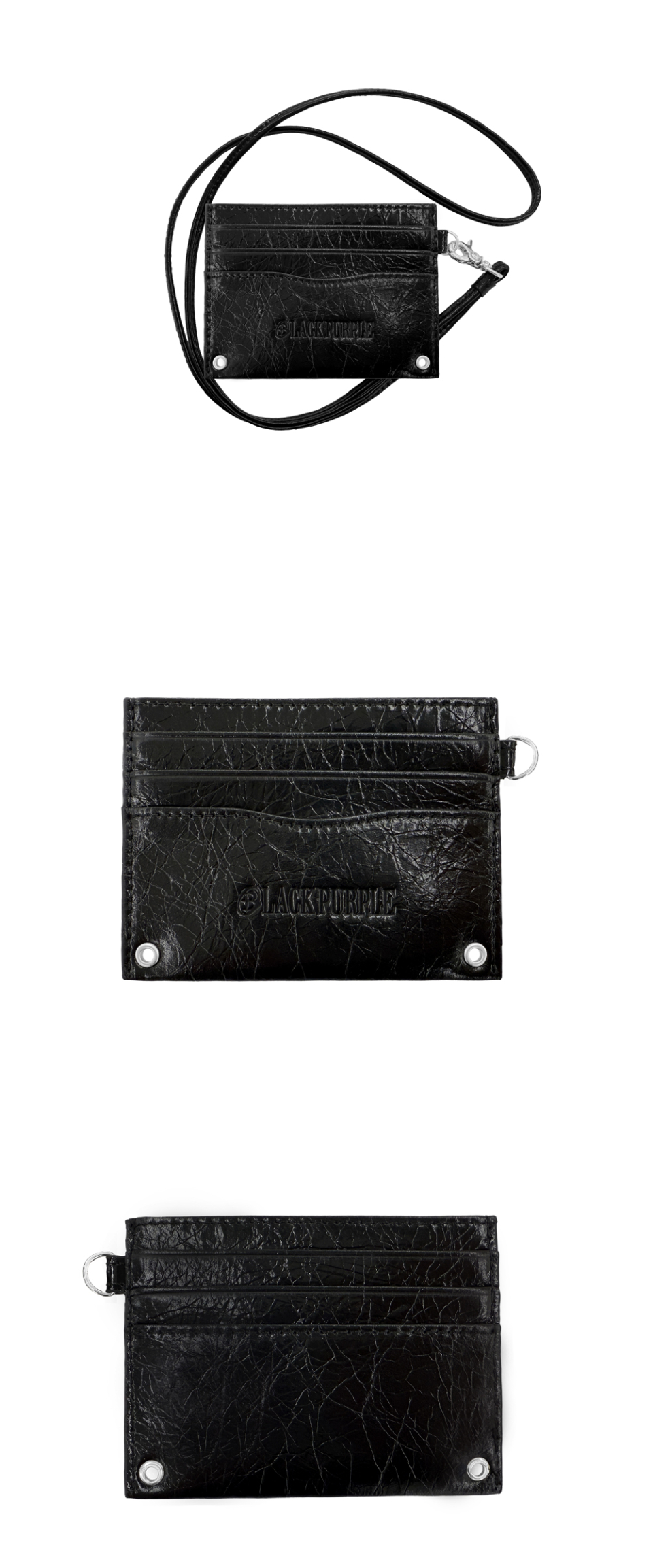 ●BLACKPURPLE● 本革 Tyson Eylet Rope Card Wallet / Unisex MUSINSA | BLACK PURPLE Tyson Eylet Rope Card Wallet