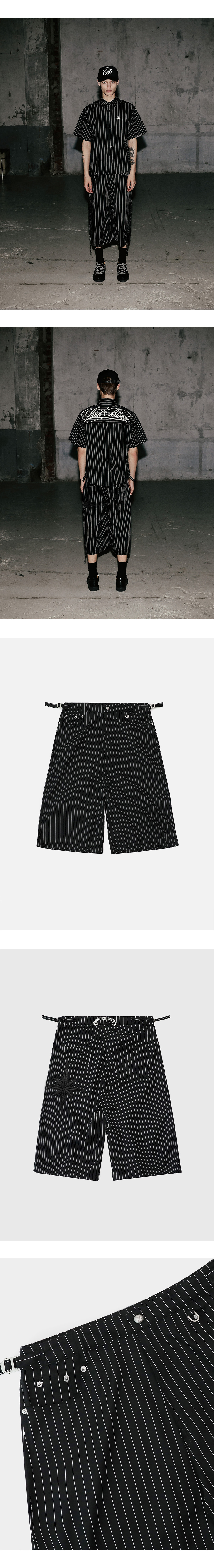 ★BADBLOOD★ Cosmo Graphic Bermuda Pants White Check w-srt25 MUSINSA | BADBLOOD Cosmo Graphic Bermuda Pants - Black/Striped
