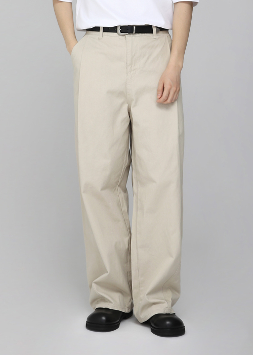 Плиссированные хлопковые брюки на резинке, Beige