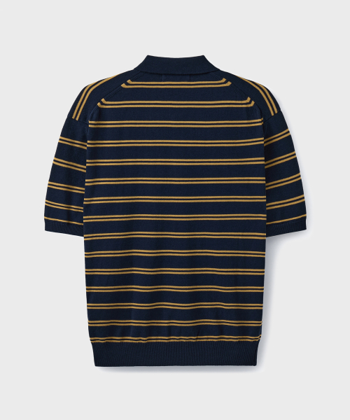 HARD TWIST EASY POLO KNIT [NAVY YELLOW STRIPE]