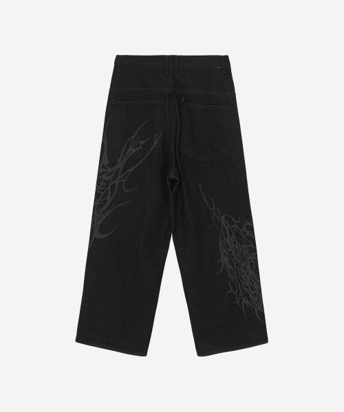 SIDE GRAPHIC CURVED DENIM BLACK