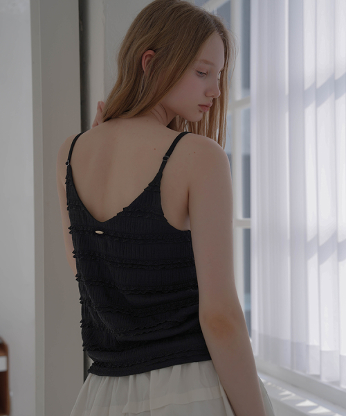 Lace Frill Sleeveless [Black]
