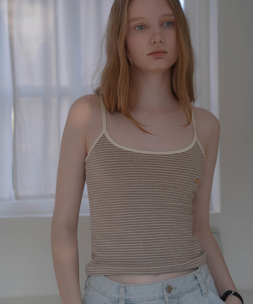 Soft Stripe Sleeveless [Beige]