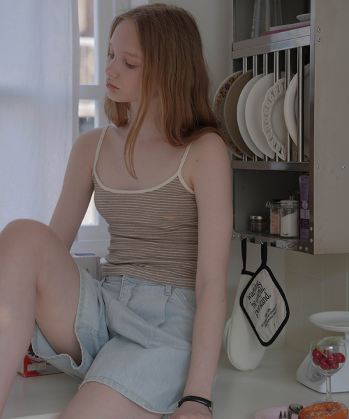 Soft Stripe Sleeveless [Beige]