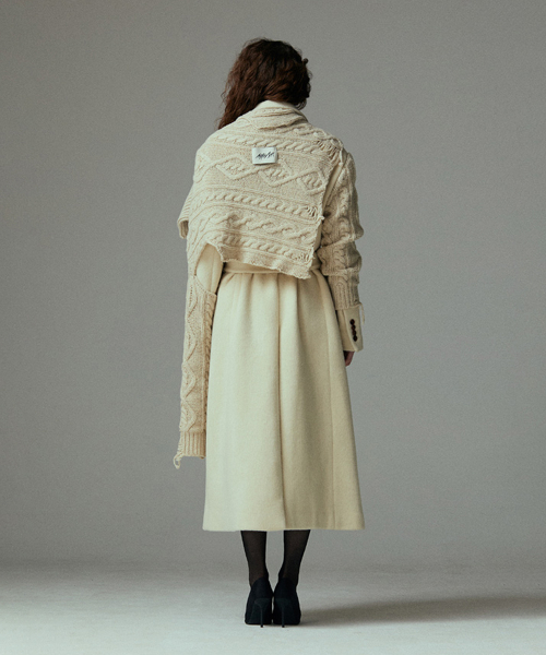 Knit layered wool coat