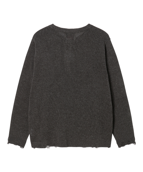 Льняной винтажный трикотажный лонгслив хенли Charcoal Grey