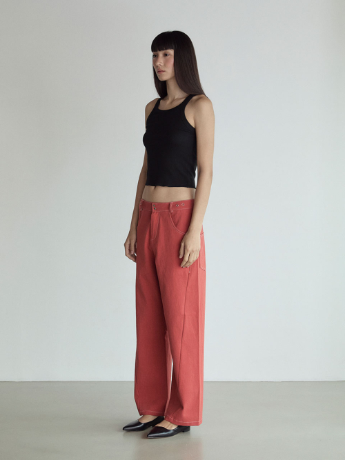 Stitch Lowrise Cotton Pants_Red