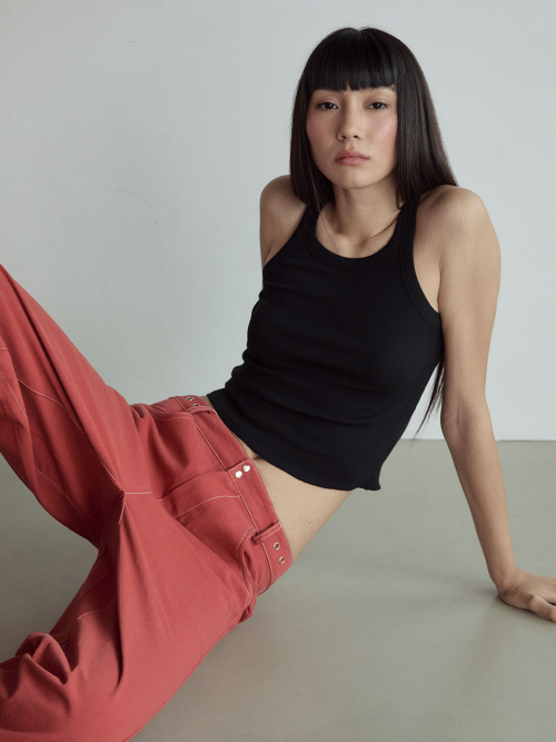 Stitch Lowrise Cotton Pants_Red
