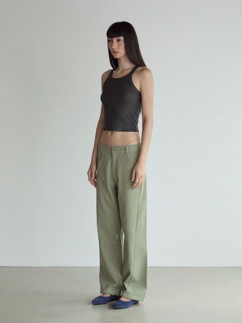Stitch Lowrise Cotton Pants_Green