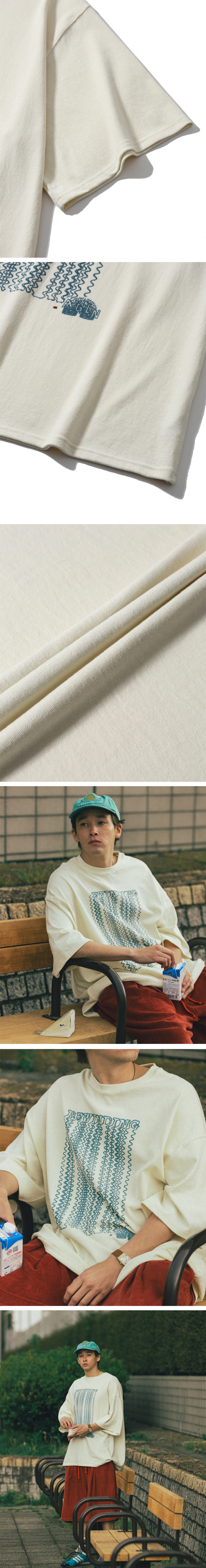MUSINSA | ANGLAN Slinky Graphic Half Tee - Ivory