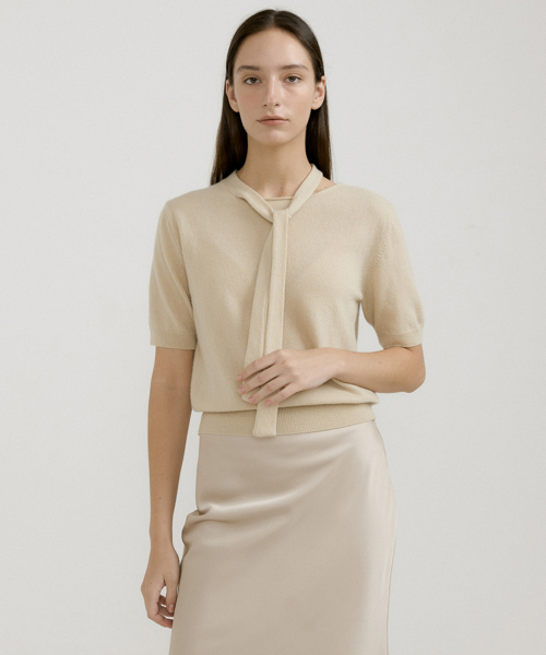 WOOL TIE HALF SLEEVE KINT_3COLOR