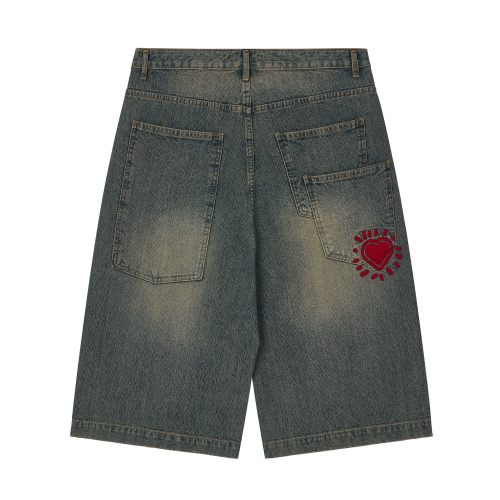 HEART DENIM SHORTS DARK INDIGO