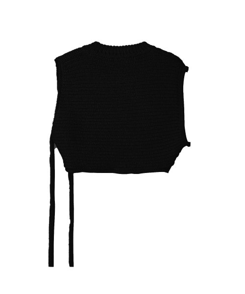 Unbalance Strap Knit Vest (black)