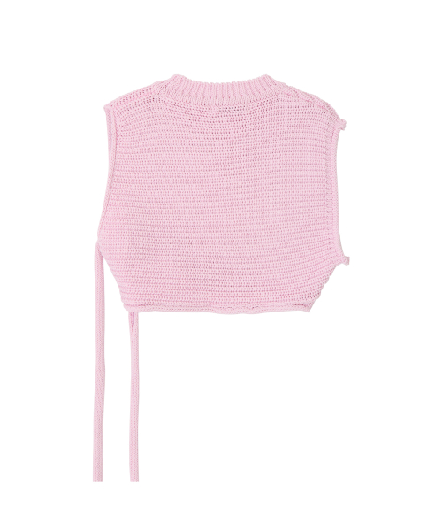 Unbalance Strap Knit Vest (pink)
