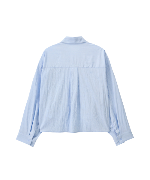 Unbalance Crop Shirts (sky blue)