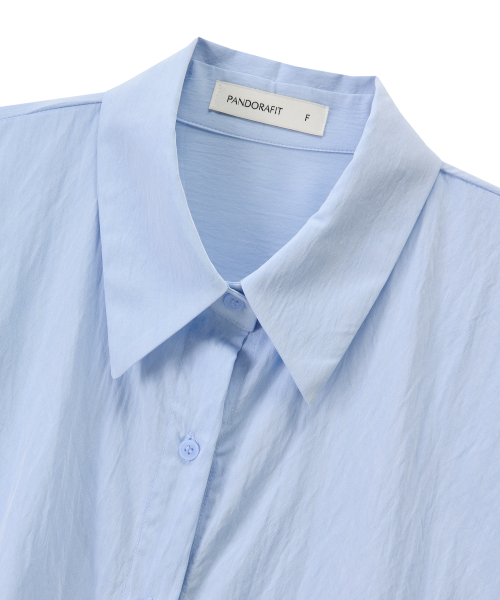 Unbalance Crop Shirts (sky blue)