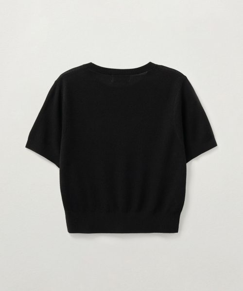 (W) Light Weight Crew Neck Half Knit Black