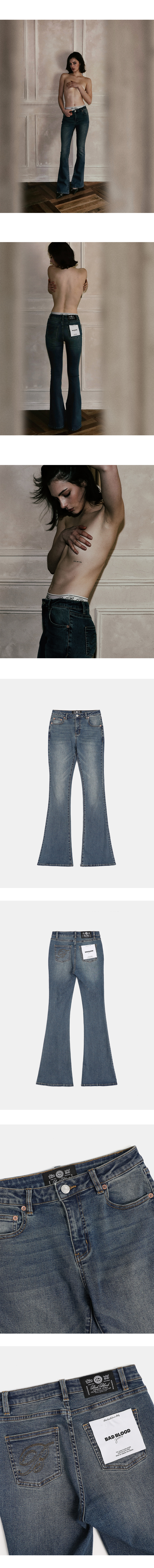 BADBLOOD ■ 0119 Low-rise boot cut jeans デニム MUSINSA公式 | BADBLOOD 0119 Low-rise boot cut jeans - Mid Blue