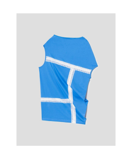 Lace Patch Long Tshirt Blue