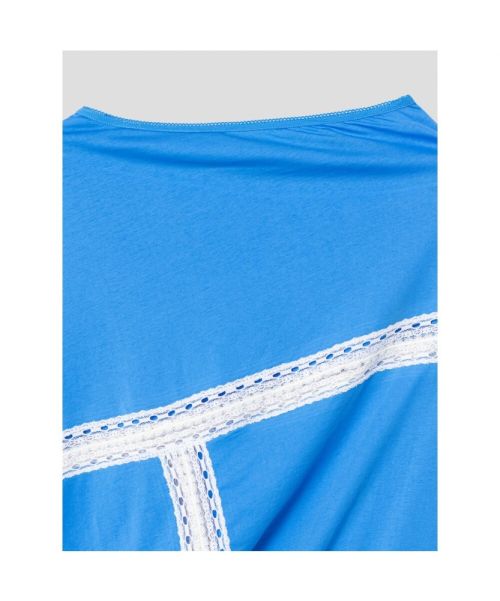 Lace Patch Long Tshirt Blue