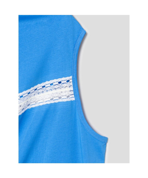 Lace Patch Long Tshirt Blue