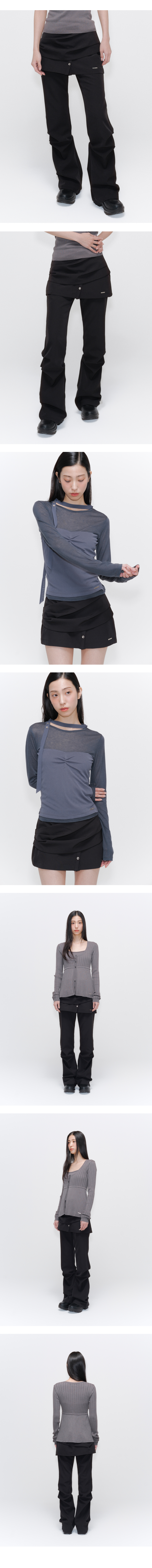 MUSINSA | MISEKI SEOUL Draped shirt skirt pants SET BLACK