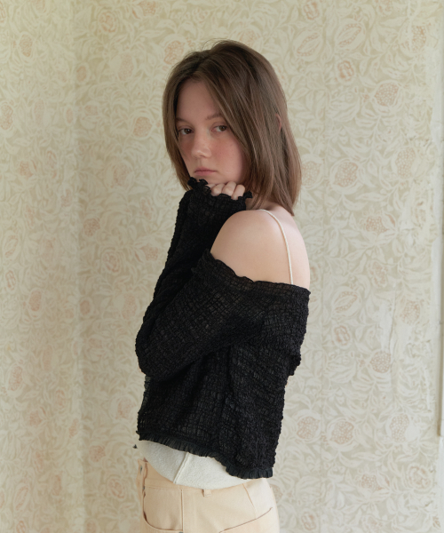 Off shoulder оборка cardigan - Balck