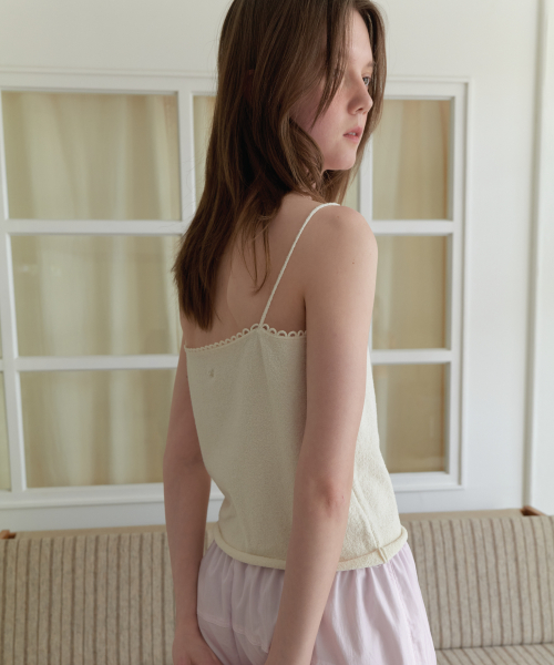 lace sleeveless knit - Cream