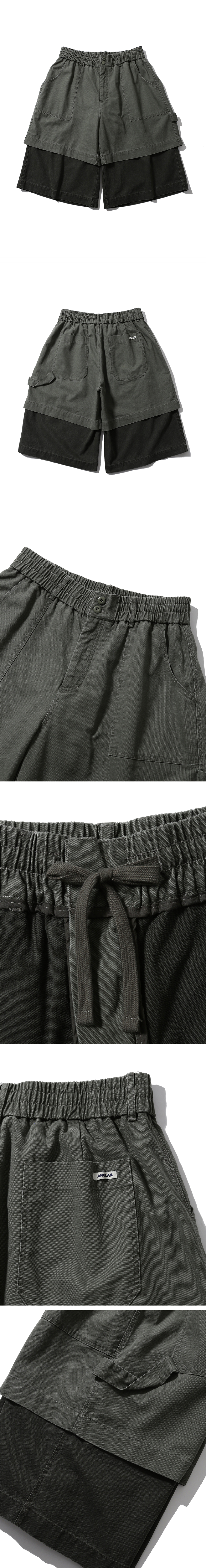 【ANGLAN】25SS★ [AG] Layered Half Fatigue Half Pants MUSINSA | ANGLAN Layered Half Fatigue Half Pants - Khaki
