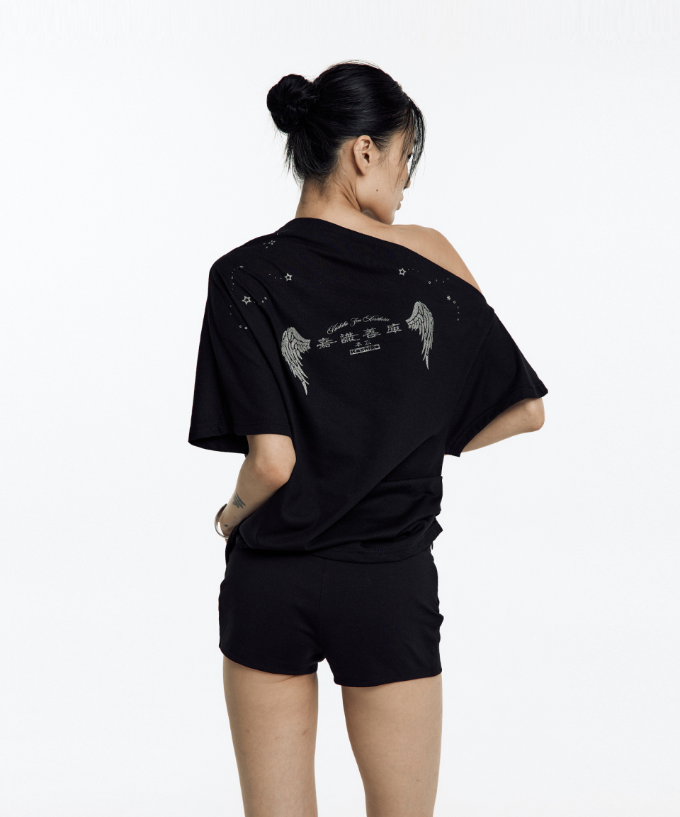 MUSINSA | KASHIKO Zen One Shoulder Top Black