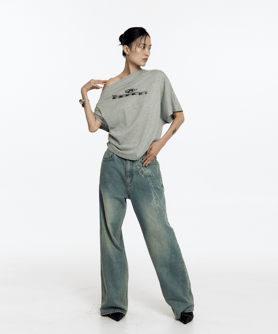 MUSINSA公式 | KASHIKO Zen One Shoulder Top Gray