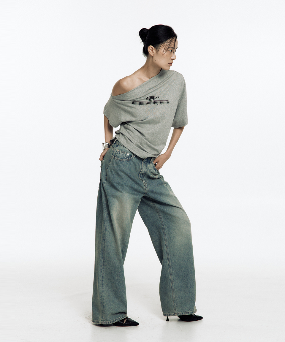 Tシャツ・カットソー Kashiko 25ss Zen One Shoulder Top MUSINSA | KASHIKO Zen One Shoulder Top Gray