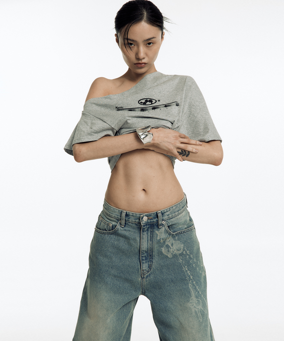 【KASHIKO】ZEN ONE SHOULDER TOP KASHIKO Zen One Shoulder Top Gray