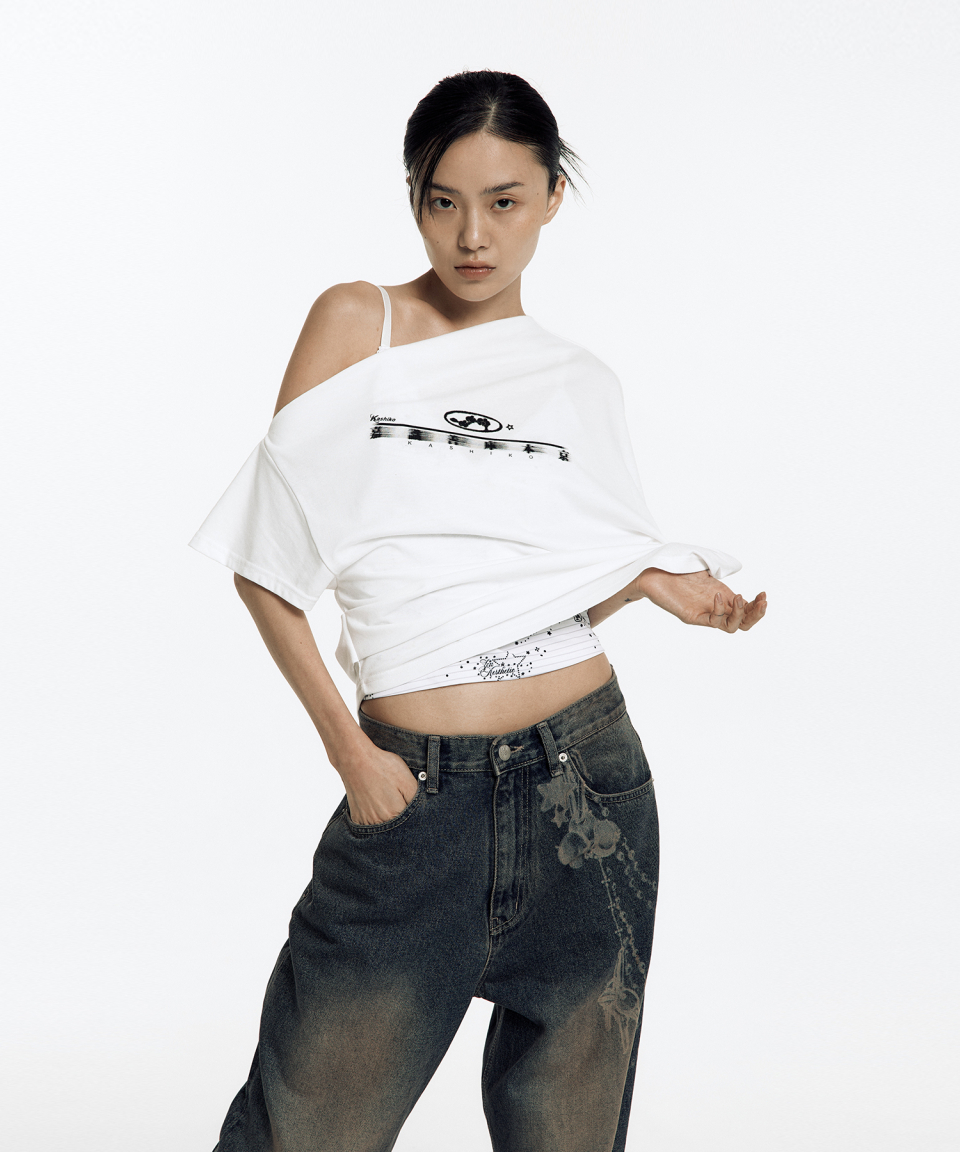 MUSINSA公式 | KASHIKO Zen One Shoulder Top White