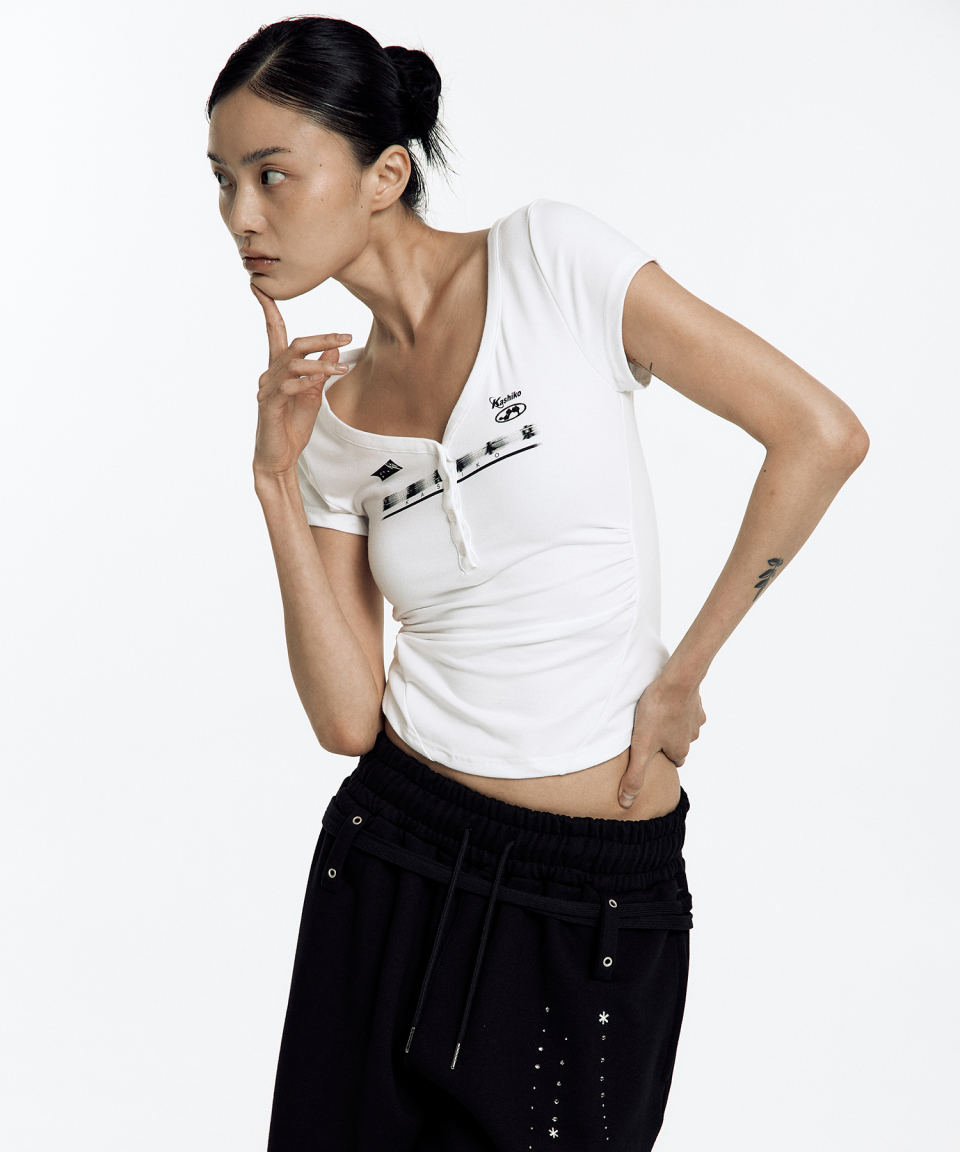 ● KASHIKO ● Zen Button Henley Neck Top MUSINSA | KASHIKO Zen Button Henley Neck Top White