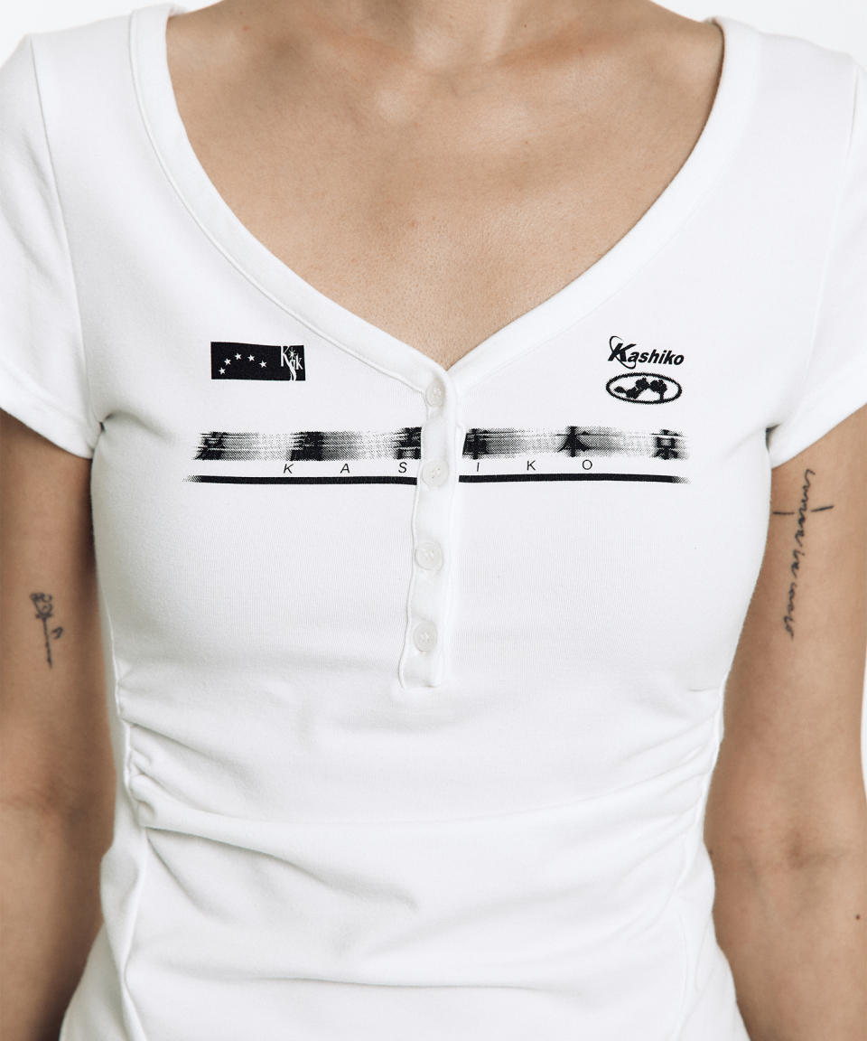 ● KASHIKO ● Zen Button Henley Neck Top MUSINSA | KASHIKO Zen Button Henley Neck Top White
